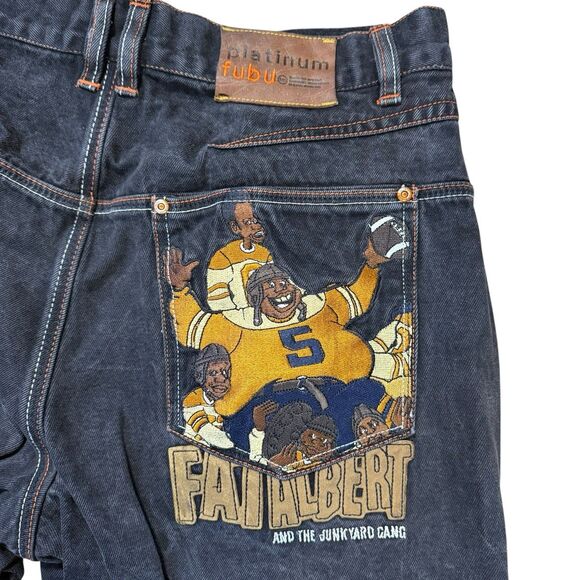 Fubu Platinum Fat Albert 90'S Hip Hop Black Jeans 36×34 RARE PATCH Vintage Y2K - Picture 2 of 11